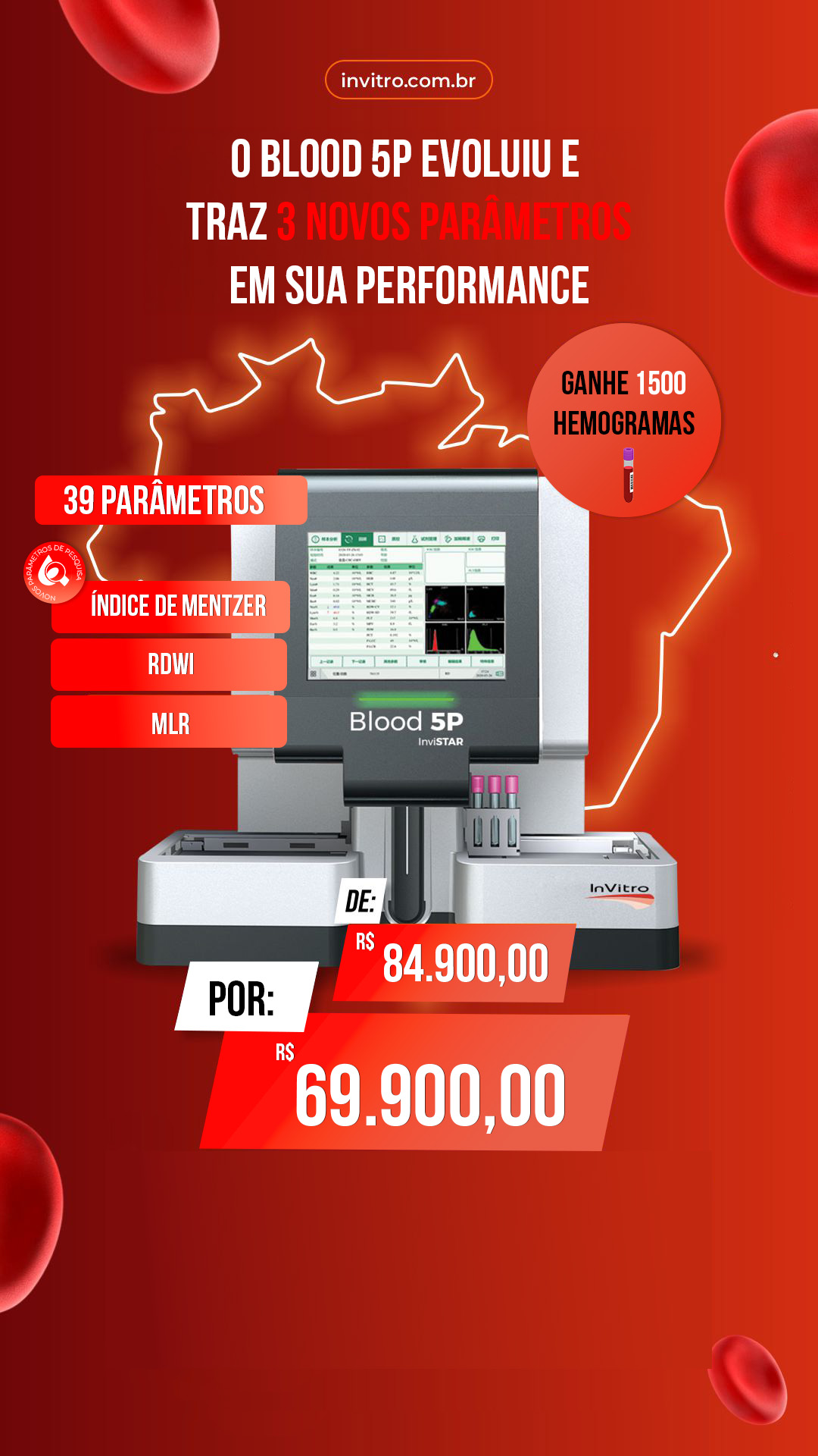 Blood 5P analisador hematológico automatizado 5 partes